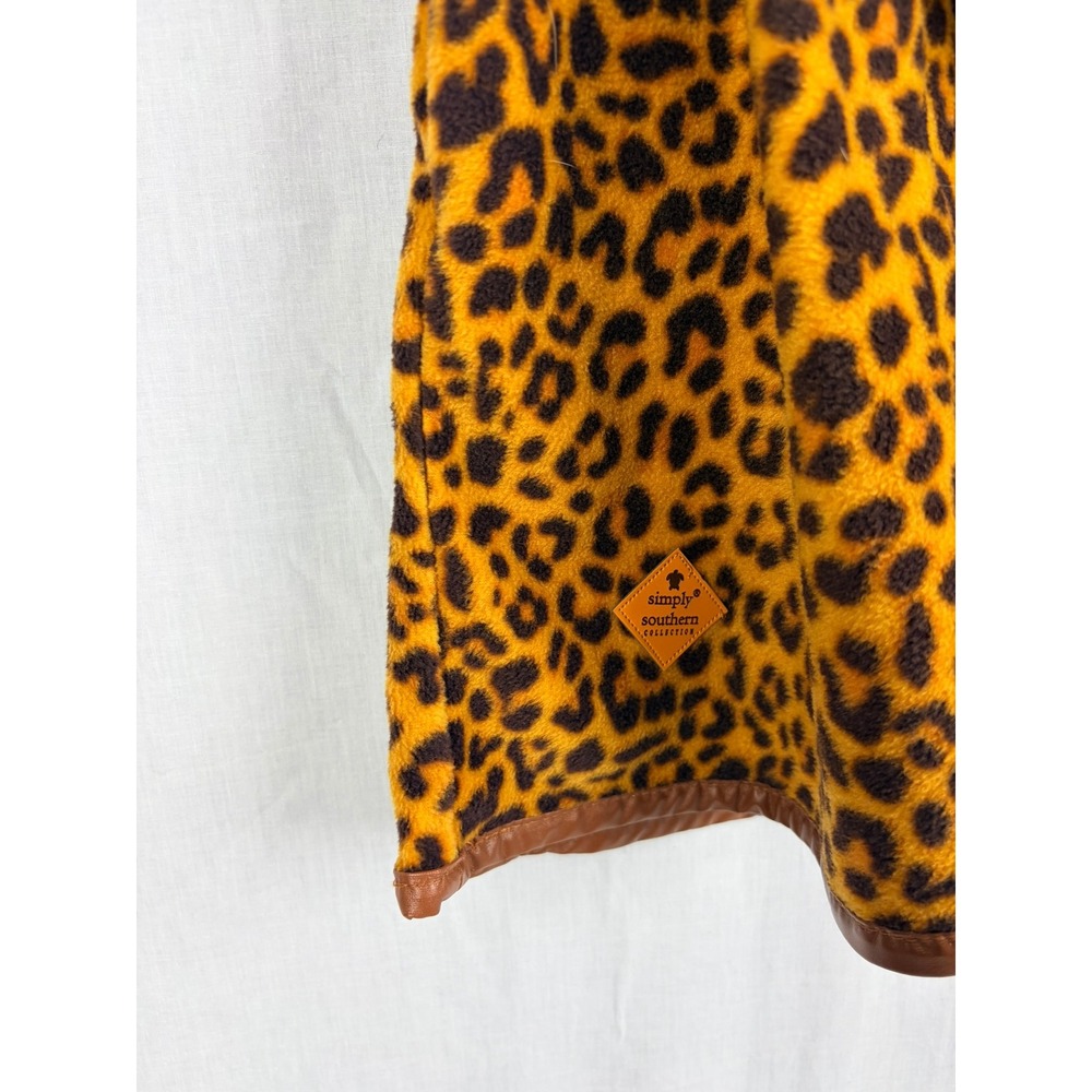 Simply Southern Womens Leopard Print Fleece Open Front Drape Vest Brown Small - Picture 6 of 12